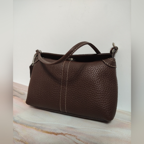 Coach F42831 Legacy Leather Turnlock Wristlet Mini Handbag Mahogany Brown - Picture 6 of 12